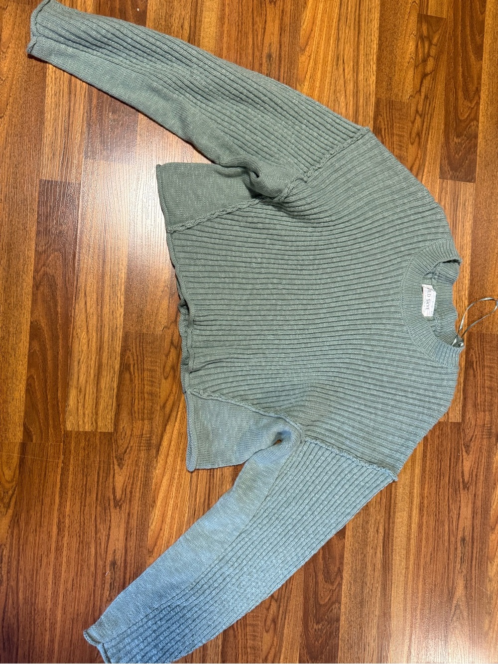 Ribbed Crewneck Sweater in Sage Green